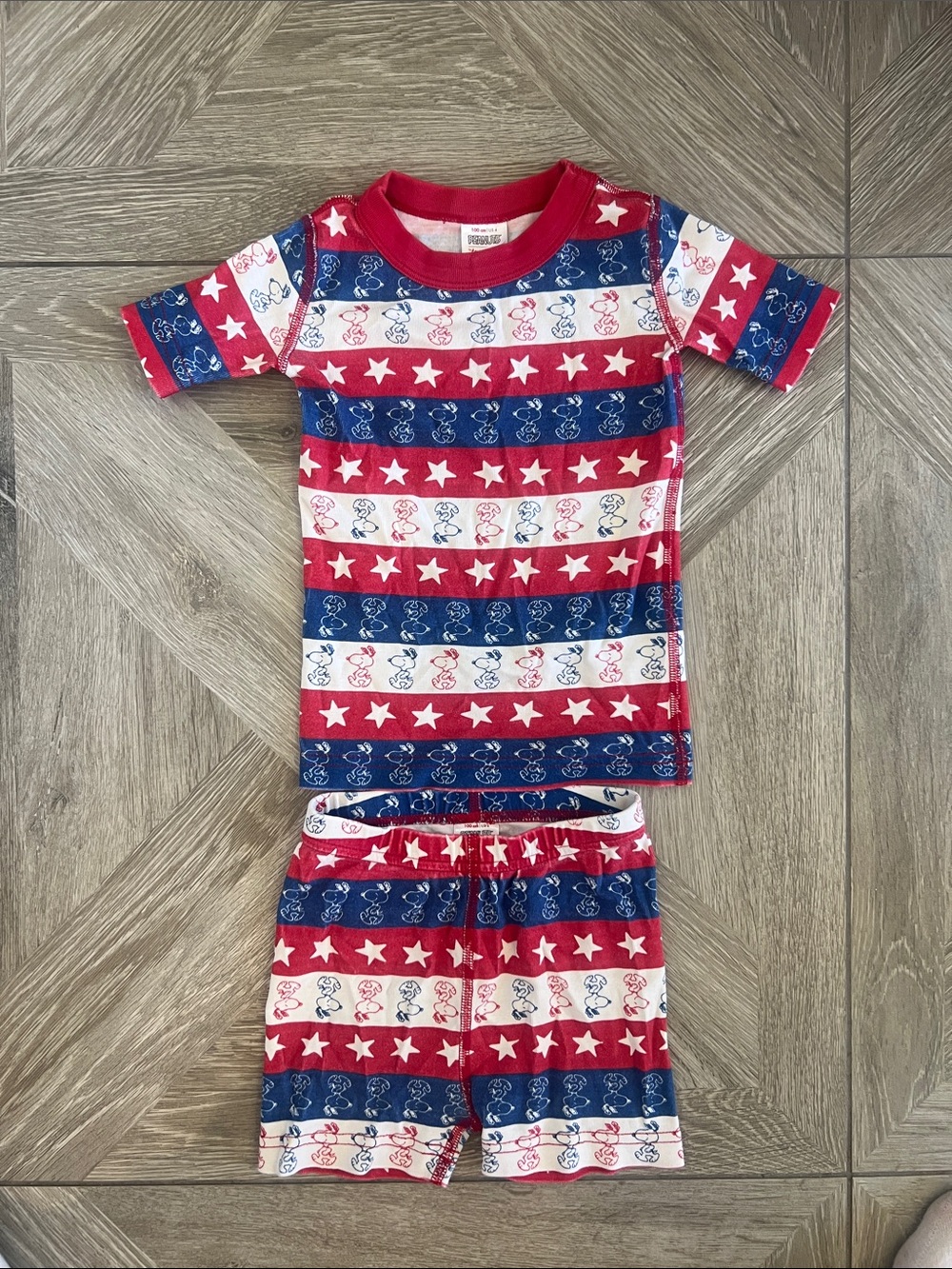 4T Hanna Andersson Snoopy Collab-  Red & Blue Star Stripe Pajama Set 🇺🇸